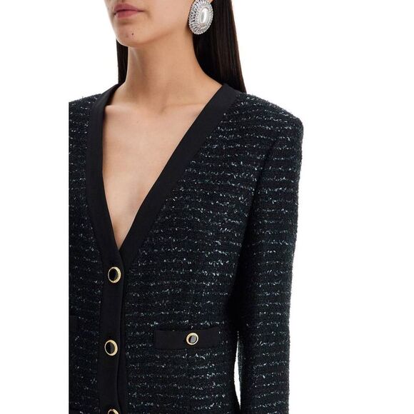 ALESSANDRA RICH Long Tweed Button-Front Dress Women BLACK Dresses - Picture 3 of 4